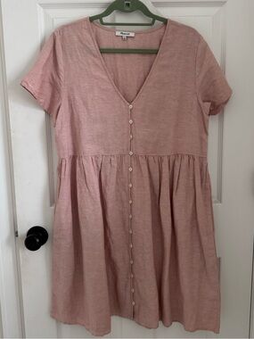 Pink Knee-Length Linen Dress Madewell
